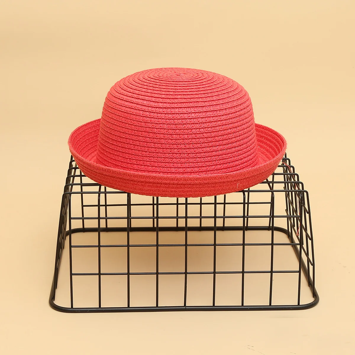 

Wholesale woman Straw Hat Solid Color Kids Character Decoration Infant Sun Hats Girl Boys Bucket Cap Beach fisherman