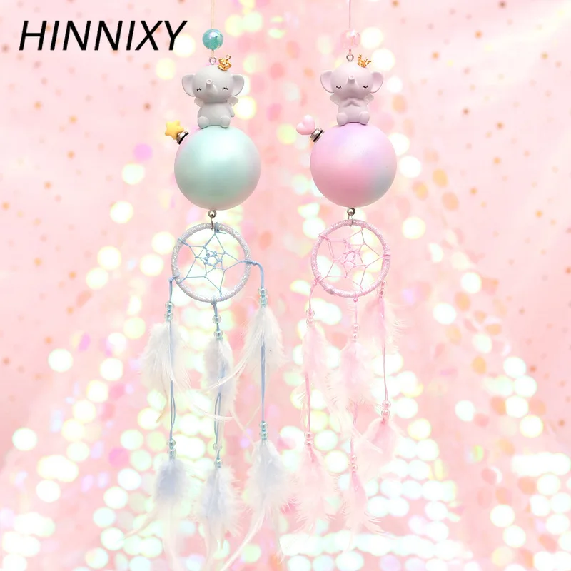 Hinnixy милый смоляной слон ночной Светильник Розовый Синий Ловец снов Корона Слон животное Настольная лампа Декор в спальню для девочек детский подарок