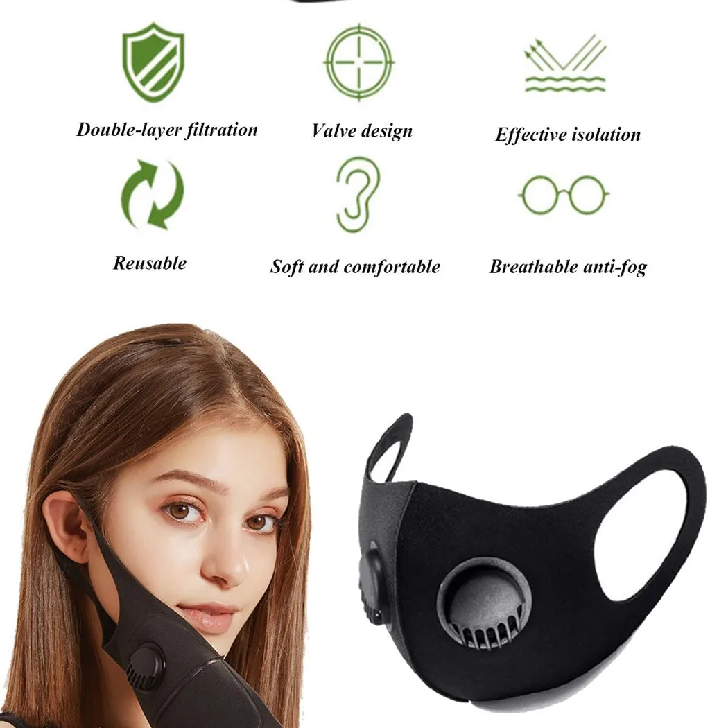 Маска для лица многоразовая с карбоновыми фильтрами 3 шт. моющаяся маска от пыли 9
