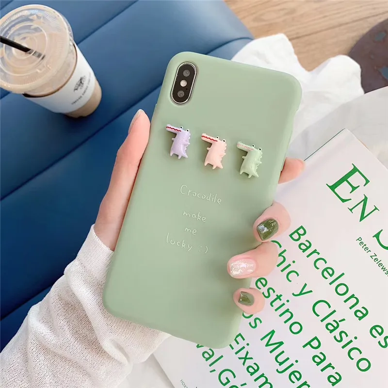 3D Cute Cartoon Crocodile Candy Color Phone Case For iPhone 11 Pro Max X Xsmax XR 7 Puls 6 6S 8Puls Cases Soft Silicon Cover |