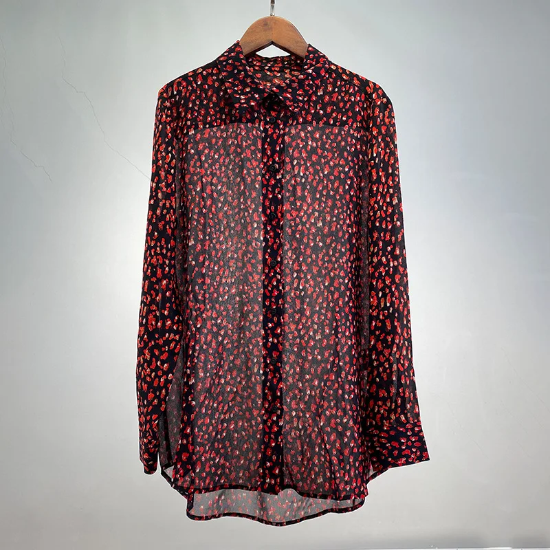 

Shirt Rayon Women Printed Shirt 2021 Fall New Temperament Fashion Women's Long Sleeve Lapel Shirt