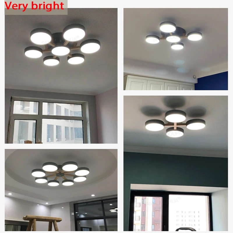 $21.60 Nordic style ceiling chandelier bedroom ceiling lamp living room lamp kitchen lamp LED ceiling lamp solid wood chandelier 220V