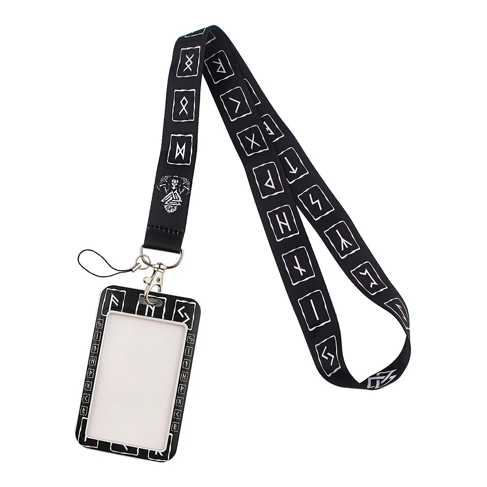 

JF490 Northern Europe Viking Rune Lanyard Keychain Cell Phone Hanging Rope Neck Straps Key ID Card Badge Holder Accessories