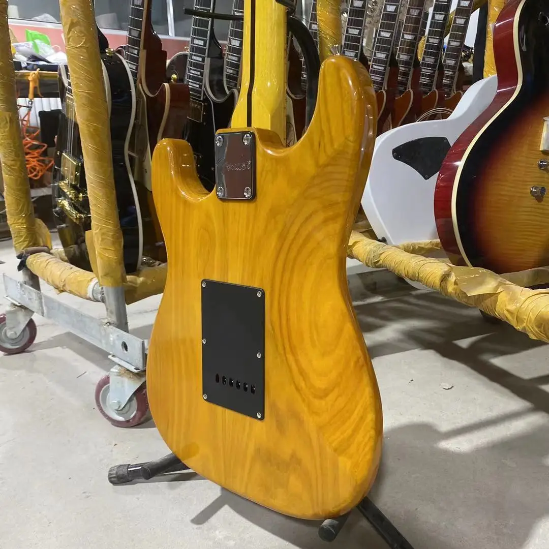 

Electric ST Guitar ASH Body Black Pickguard High Quality Free Shipping