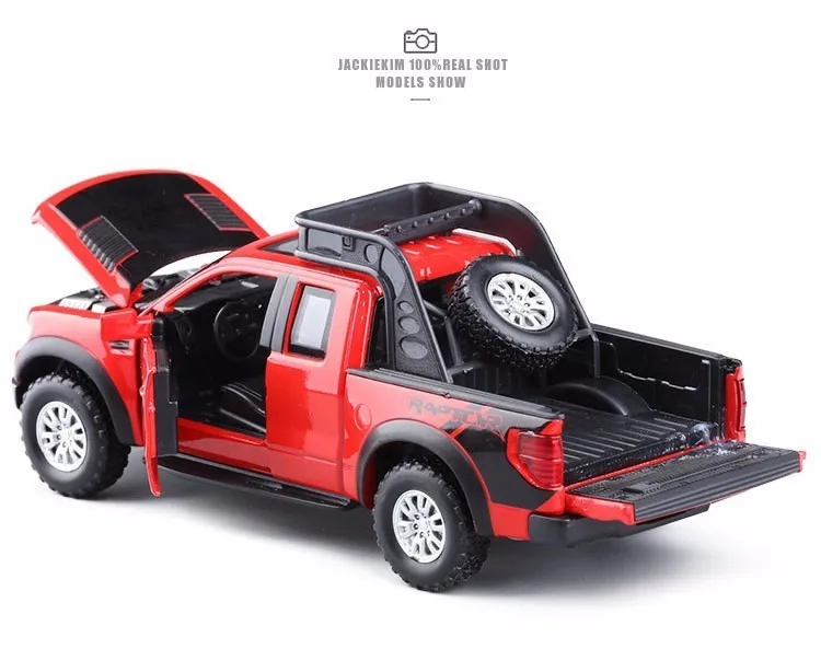1:32 Ford Raptors F150, модель автомобиля из сплава, игрушка с оттягиванием, флеш и музыка, литье под давлением, металлический пикап, модель, классический американский автомобиль для мальчиков