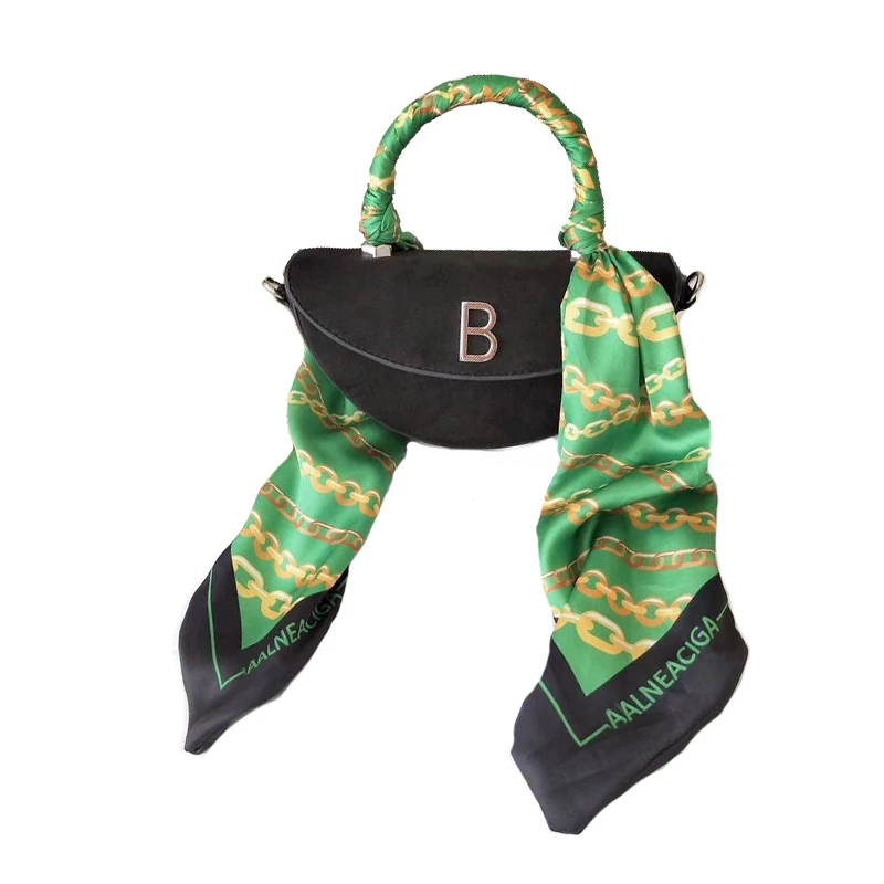 2019 Новый женский шелковый шарф с принтом в форме полумесяца модная сумка через