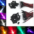 20-100 шт 3 мм5 мм красныйзеленыйсинийRGB Белый УФ DC12V круглый предварительно смонтированный прозрачный СВЕТОДИОДНЫЙ с Пластик держатель