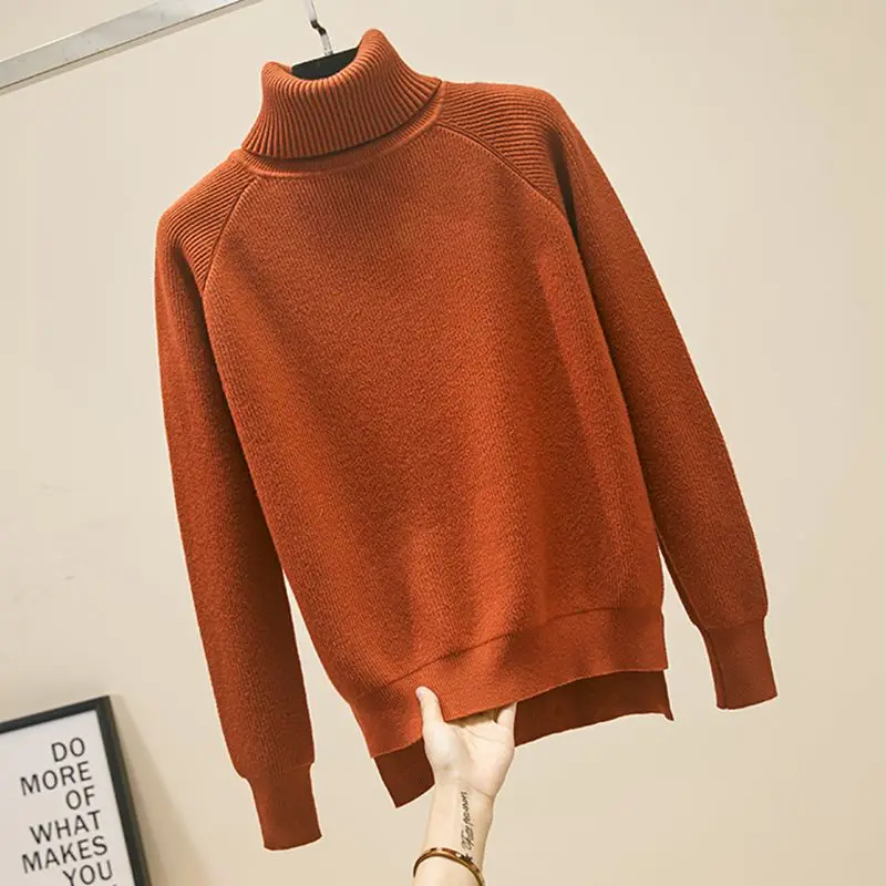 Женский свитер GIGOGOU мягкий Трикотажный Свитер оверсайз с высоким воротом на