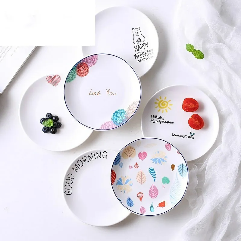 1pc Flower Shaped Dinner Plate European Style Ceramic Afternoon Dishes Gold-rimmed Dinnerware Pasta Dish 6 inch | Дом и сад