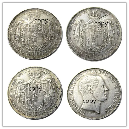 Doppeltaler 2 Thaler Hessen Кассель набор (1851 1854 1855) 3 шт Посеребренная копия