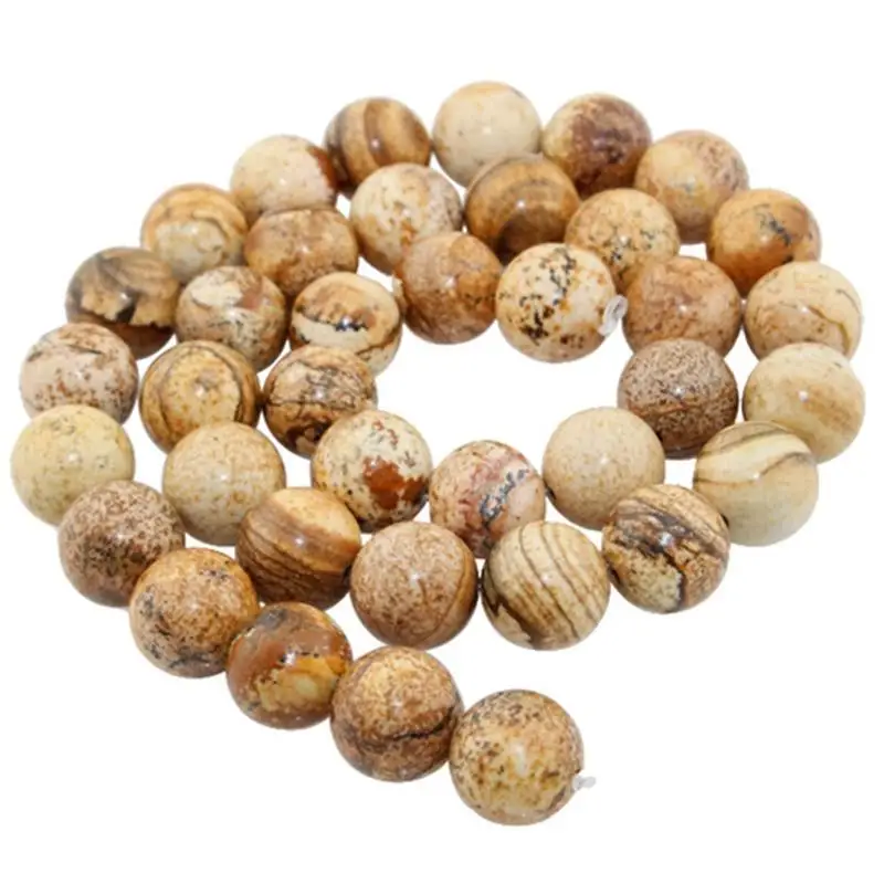 

Бусины россыпью 4-12 мм для изготовления ожерелья, браслета, ювелирных изделий, круглые аксессуары из Натурального Коричневого камня