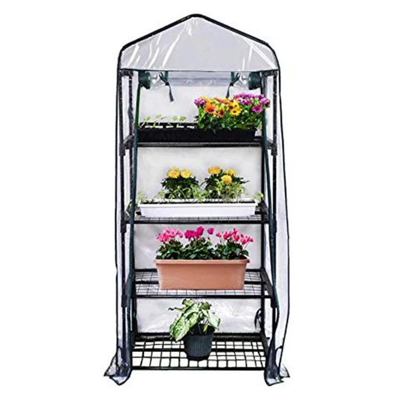 Открытый 4 круглый Ланч бокс мини парника застежка молния PVC зеленый дом со