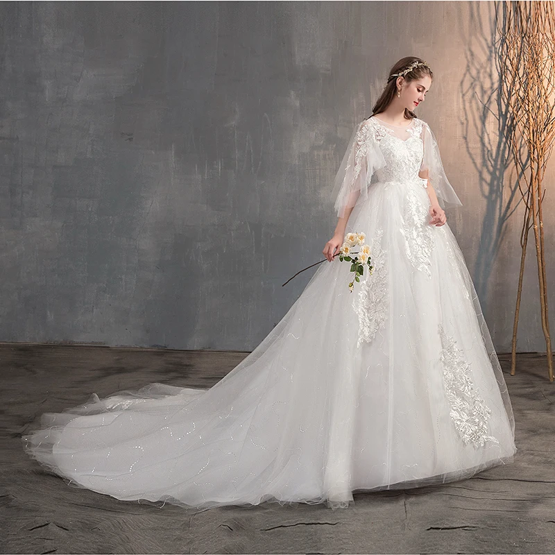 Mrs Win свадебное платье 2021 с длинным шлейфом Свадебное высокой талией для