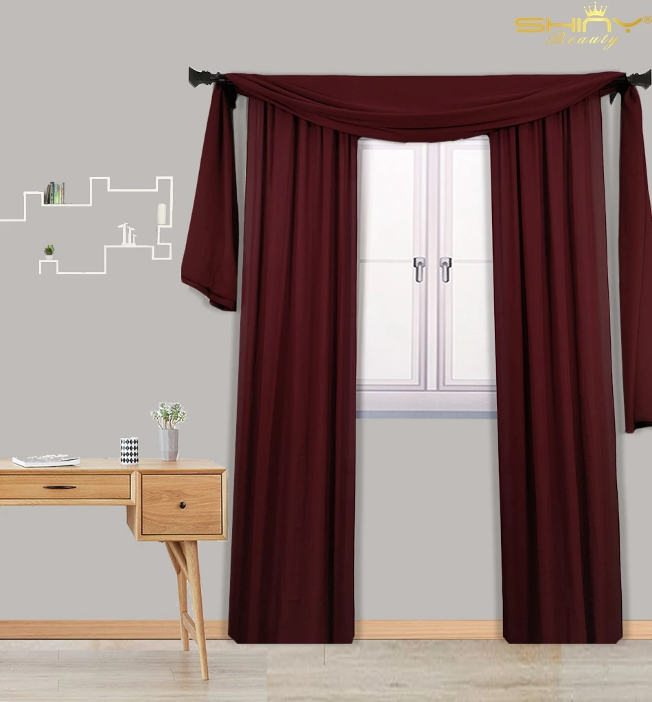 59x108 Inch Tulle Backdrop Maroon 2 Panel Blackout Curtains Chiffon Sheer for Living Room-M1007 | Аксессуары для одежды