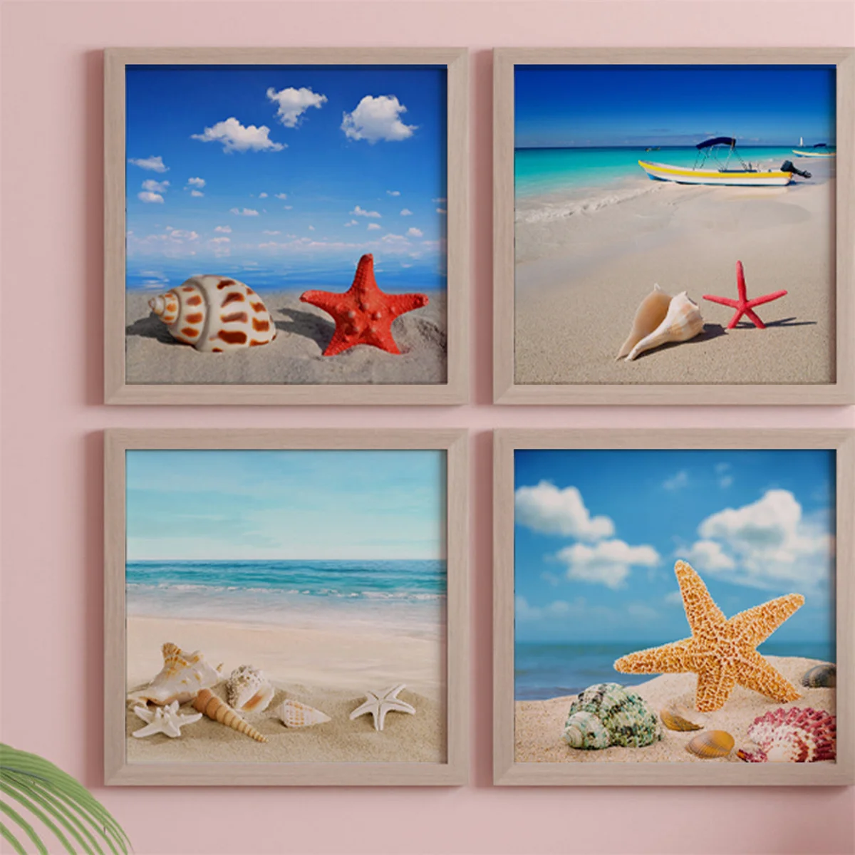 

Blue Sea Beach Landscape Posters Conch Starfish Wall Art Canvas Painting Poster Print Nordic Living Room Decoration Picture