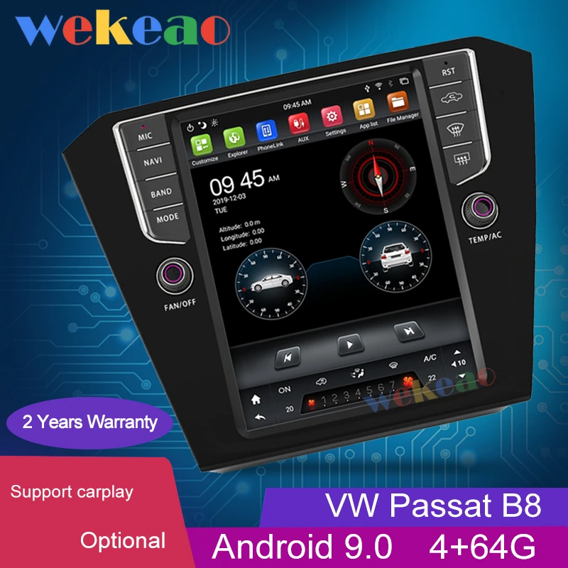 Wekeao вертикальный экран Tesla стиль 10 4 'Ƈ Din Android 9 0 автомобильный dvd плеер GPS