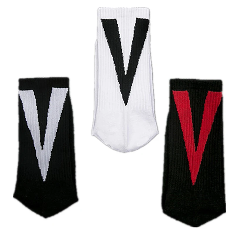 Носки для скейтбординга хлопковые носки в стиле Харадзюку с надписью Big V
