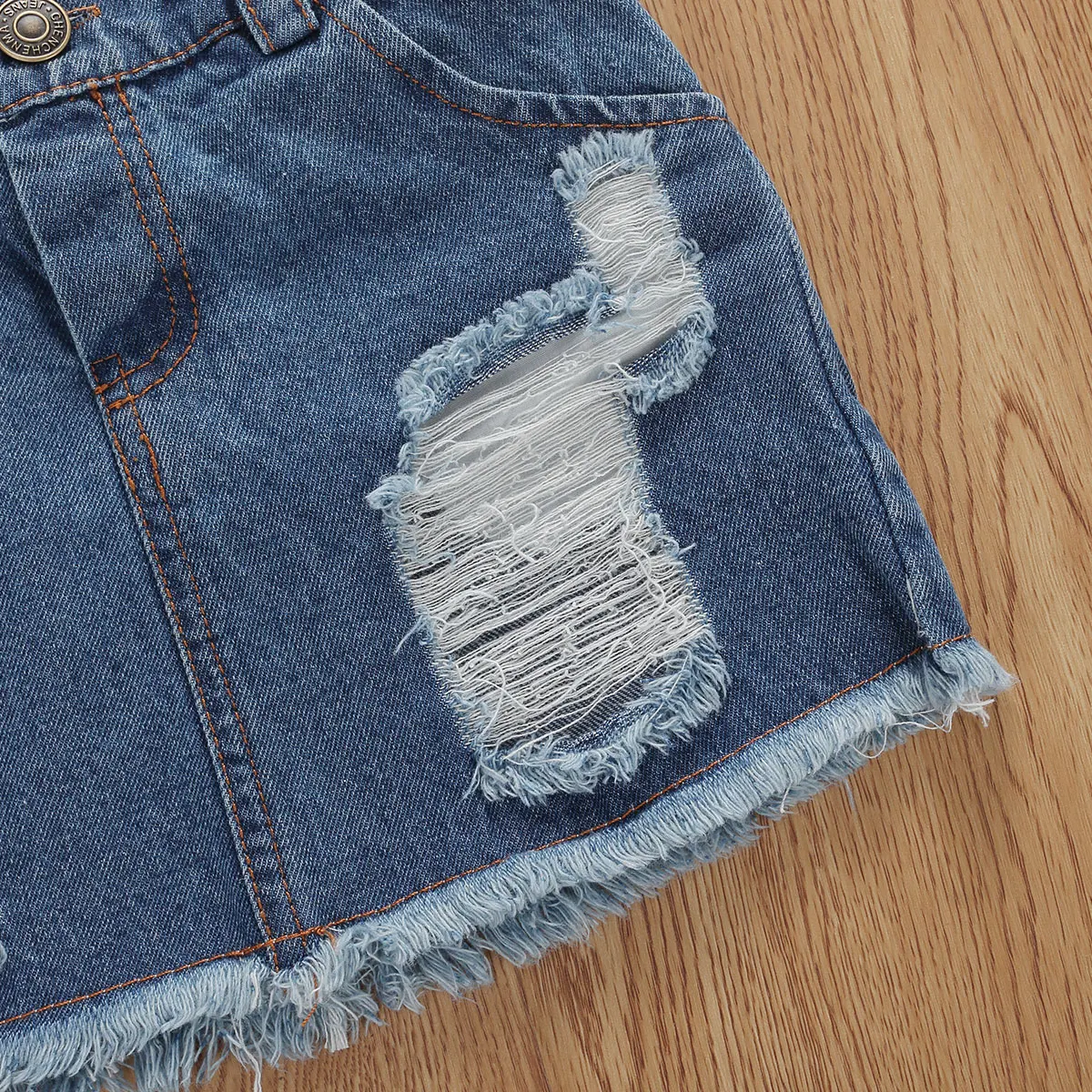 2 шт. футболка с длинным рукавом и джинсовая юбка|Комплекты одежды для девочек| |