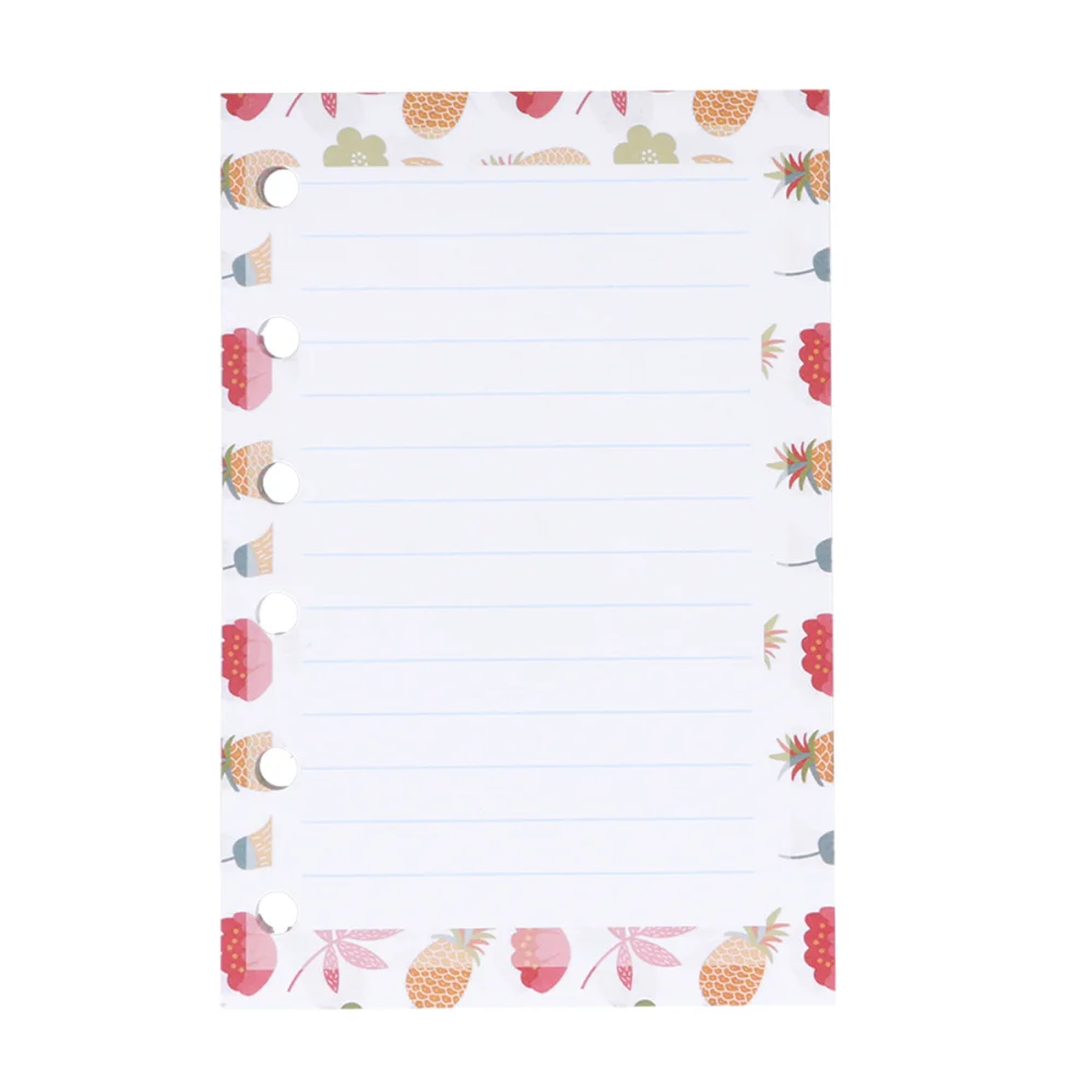 

40Sheets/Pack Colorful A7 Size 6 Holes Cartoon Paper Bouquet Horizontal Lines Filler Paper Refills for Spiral Notebook Planner N