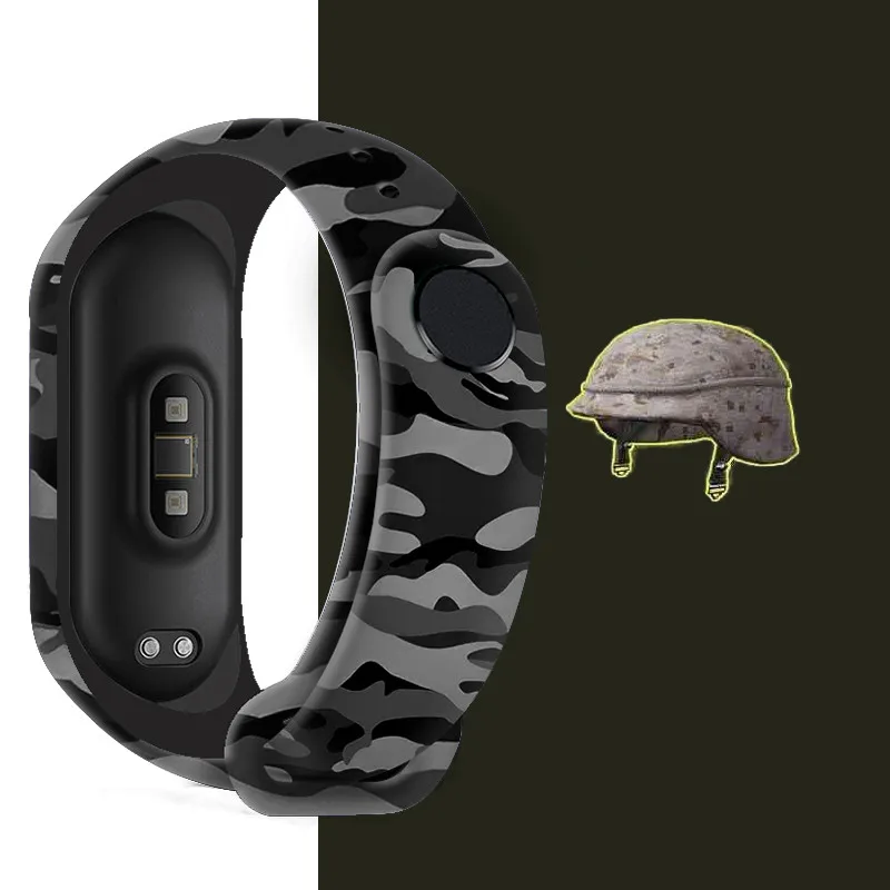 Модный сменный Камуфляжный ремешок в стиле милитари для Xiaomi Miband 6 5 4 3 силиконовый