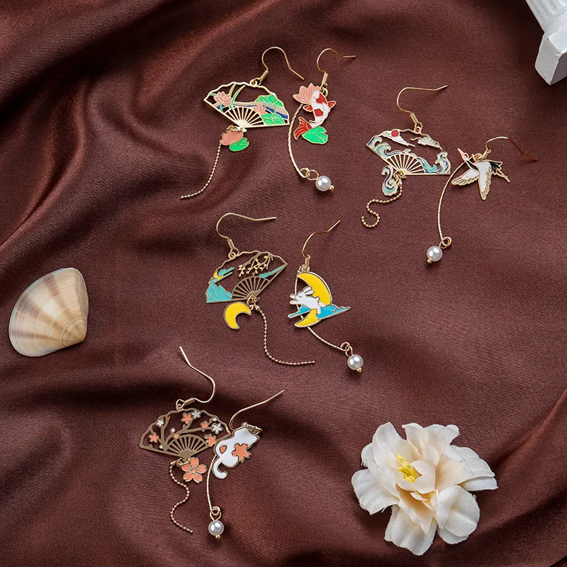 Модные металлические медные геометрические жемчужные серьги ретро