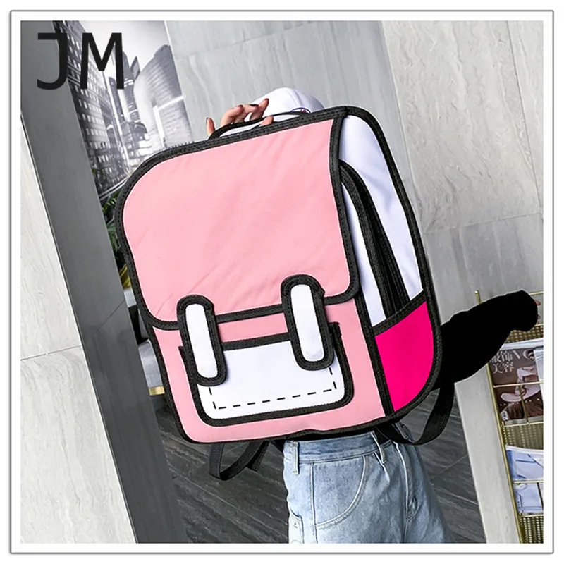 Модный женский рюкзак креативный 2D рисунок рюкзаки 3D прыжок стиль мультфильм