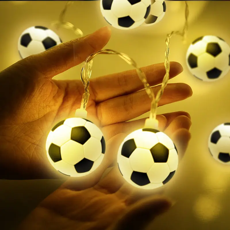LED Football String Lights Battery Power Waterproof Soccer Ball Night Light Outdoor Camping Bedroom Bar Decor Lamp Garlands | Лампы и