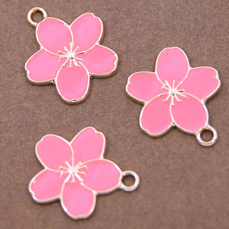 6 шт. цветные Подвески в виде цветка сакуры подвески из сплава с эмалью для