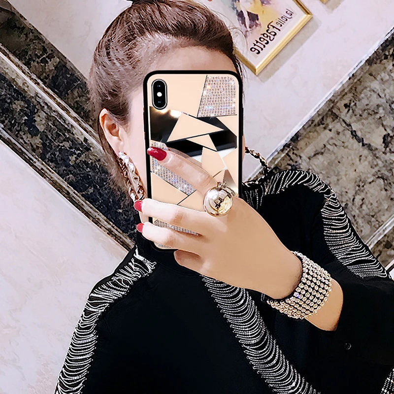 ONEPLANT роскошное творческое зеркало ромб чехол для iPhone X XR XS MAX 6 S Чехол для iPhone 7 8 Plus Модный чехол для бурения воды