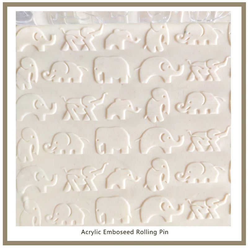 

Cake Decorating Tools Pie Crusts Pastry Dough Gumpaste Sugar Cookies 3D Embossed Rolling Pins With Elephant Pattern