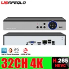 Металлический Чехол USAFEQLO, 32CH детектор лица, H.265 ++ NVR HDMI VGA 4K 5M NVR CCTV NVR для IP-камеры, систем безопасности ONVIF 3G 4G WIFI