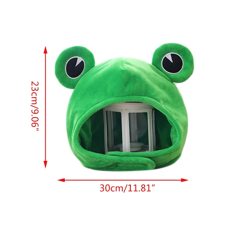

Funny Big Frog Eyes Cartoon Plush Hat Toy Green Headgear Cap Cosplay Costume 634C