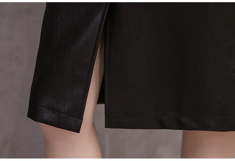 

Autumn Winter Sashes Women PU Leather Sheath Midi Skirts High Waist Knee-Length Wrap Skirts with Pocket Saia Female