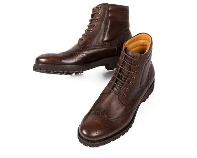 Мужские ботильоны в стиле ретро Сезон осень зима Ботинки из натуральной кожи на