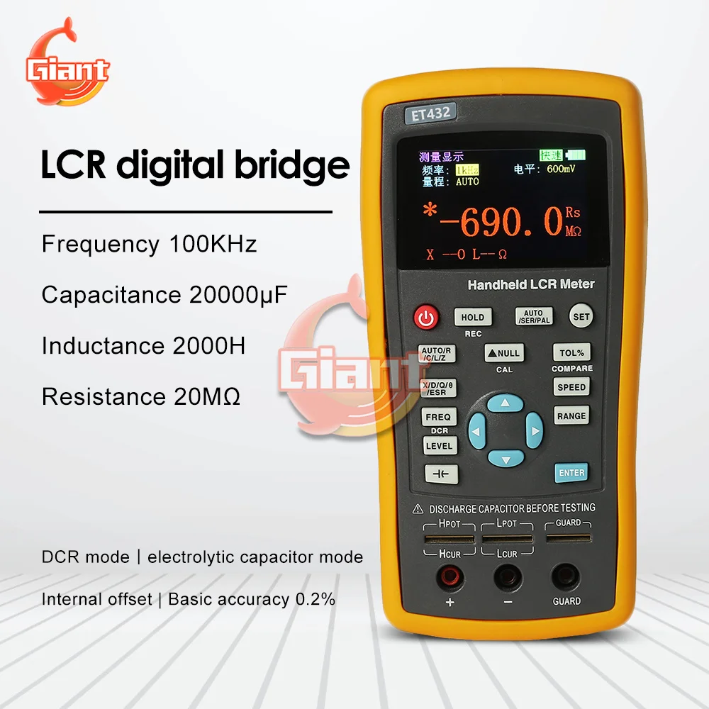 

Handheld LCR Digital Bridge Meter High Precision Capacitance Inductance Resistance Meter ET430 ET431 ET432 ET433 Eletrical Tools