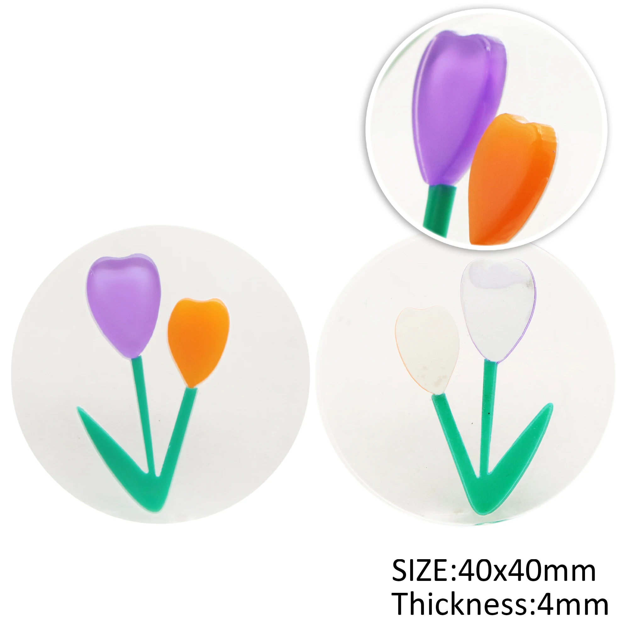 3D рельефный акриловый цветок с плоской задней стороной из смолы отверстием 1 шт.