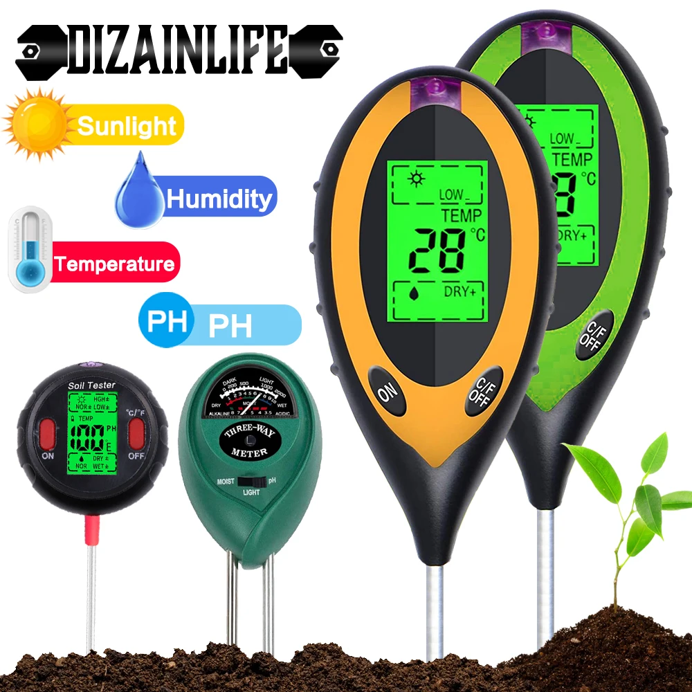 3/4/5 в 1 цифровой измеритель PH почвы влажности кислотности температуры