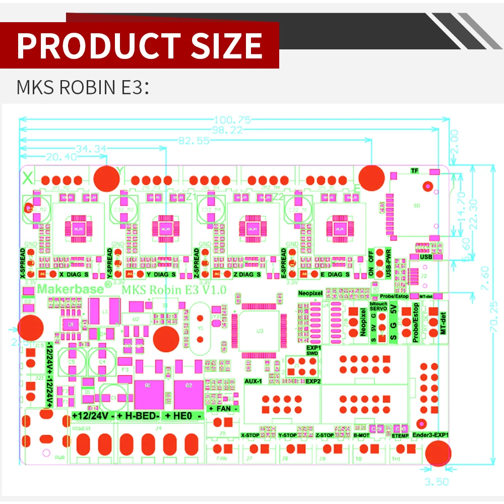 MKS Robin E3 V1.0 32 бит плата управления интегрированная TMC2209 UART режим обновления 3D части принтера материнская