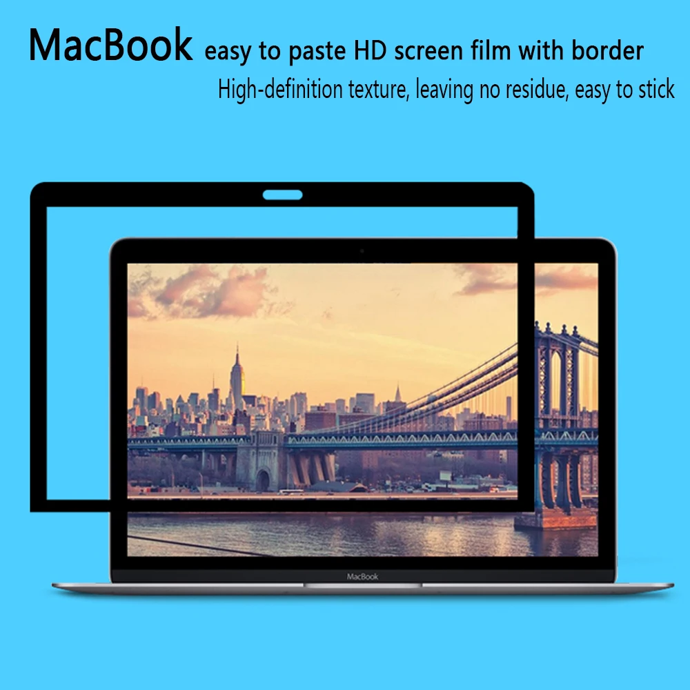Легкая паста без пузырьков экраны Защитная пленка с черной рамкой для MacBook 12