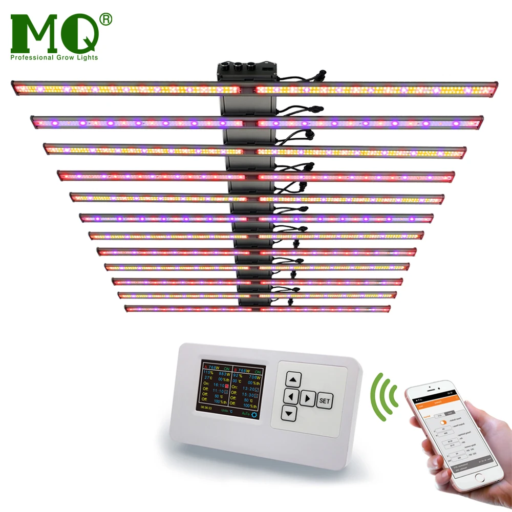 2022Latest LED Grow Light 1200W 12Bars Samsung LM301H 660nm UV IR For Greenhouse Medical Plants With Remote Group Controller Box