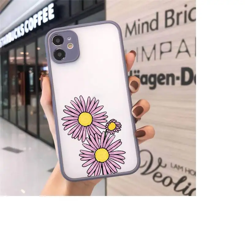 

Daisy flower pattern Phone Cases matte transparent For iphone 7 8 11 12 plus mini x xs xr pro max cover