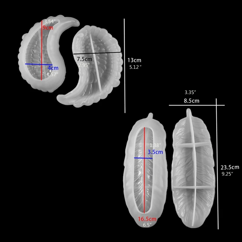 

MXME Diy Crystal Epoxy Mold Feather Storage Tray Dish Decoration Silicone Mold