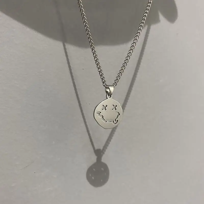 

Smiley Face Necklace Women Chain Figure High Quality Pendant Necklaces Girl Jewelry Silver Color Trendy Kpop Zinc Alloy Collares