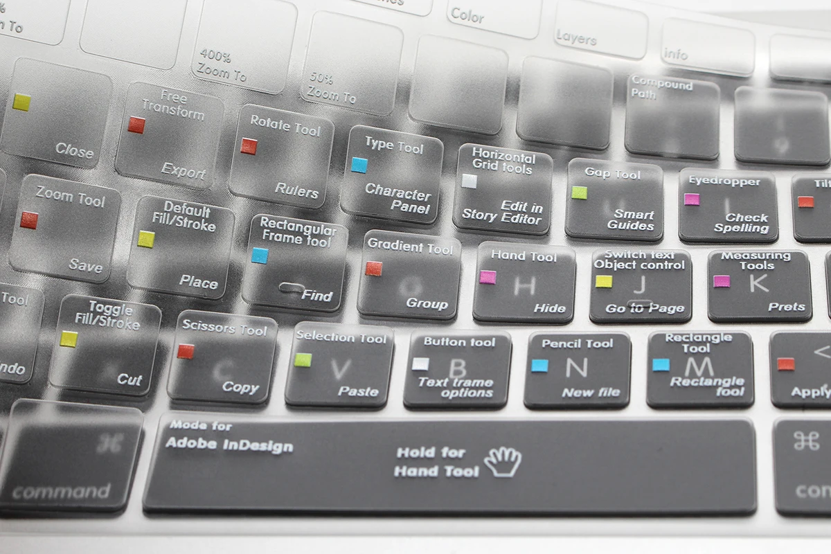 HRH InDesign Slim Shortcuts TPU Backlight Keypad Skin Protector For Mac Air Pro Retina 13" 15" 17" USA Adobe Keyboard Covers |