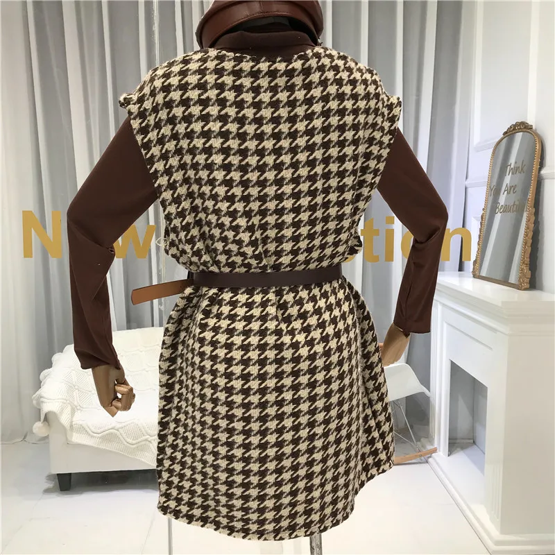 Amolapha Женский Топ с длинным рукавом + твидовое платье жилетом ласточкой сумка