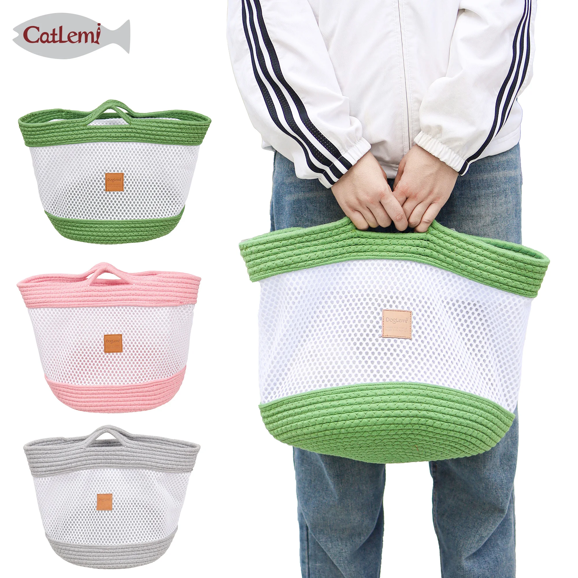

Braided Cotton Carriers for Pets Breathable Simple Puppy Cat Hand Bag