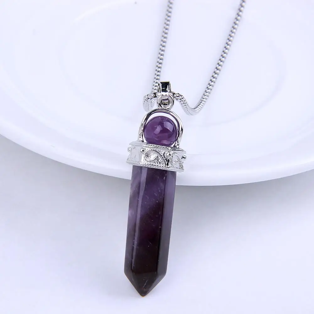 

Yaye, натуральный аметист, кварц, хрусталь, восстанавливающий камень, точечный кулон с роликовым шариком на верхней части, подвеска «сделай са...