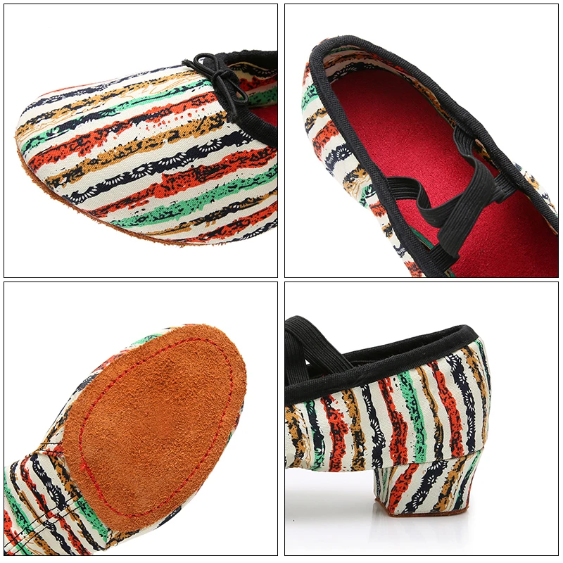 Modern Dance Shoes Professional Ballroom Tango Latin Salsa Soft Sole for Women/Ladies /Girls Practice Low Square Heels Shoes