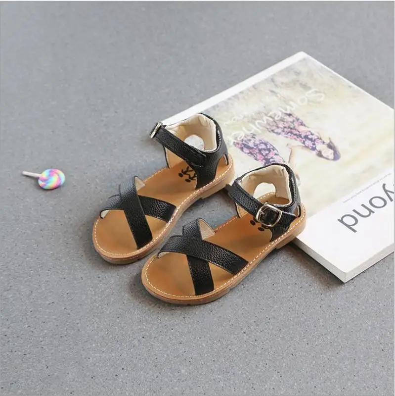 Обувь из ПУ кожи для девочек детские летние сандалии маленьких обувь
