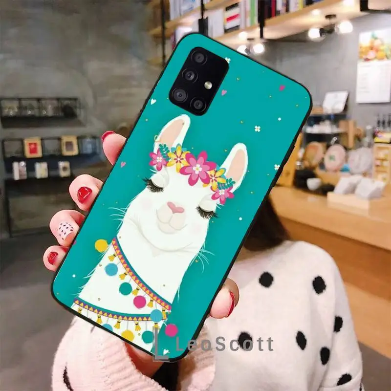 

Cute Llama Alpaca Animals Cartoon Phone Case For Samsung A51 A52 A71 A50 A12 A21S S8 S9 S10 S20 S21 Plus Fe Ultra